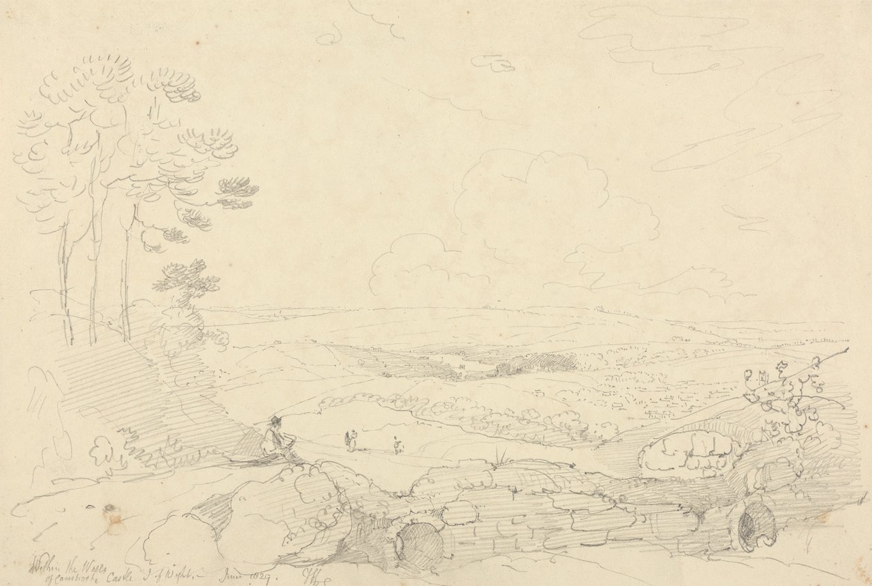 W murach zamku Carisbrooke, Isle of Wight, czerwiec 1829 r autorstwa Capt. Thomas Hastings