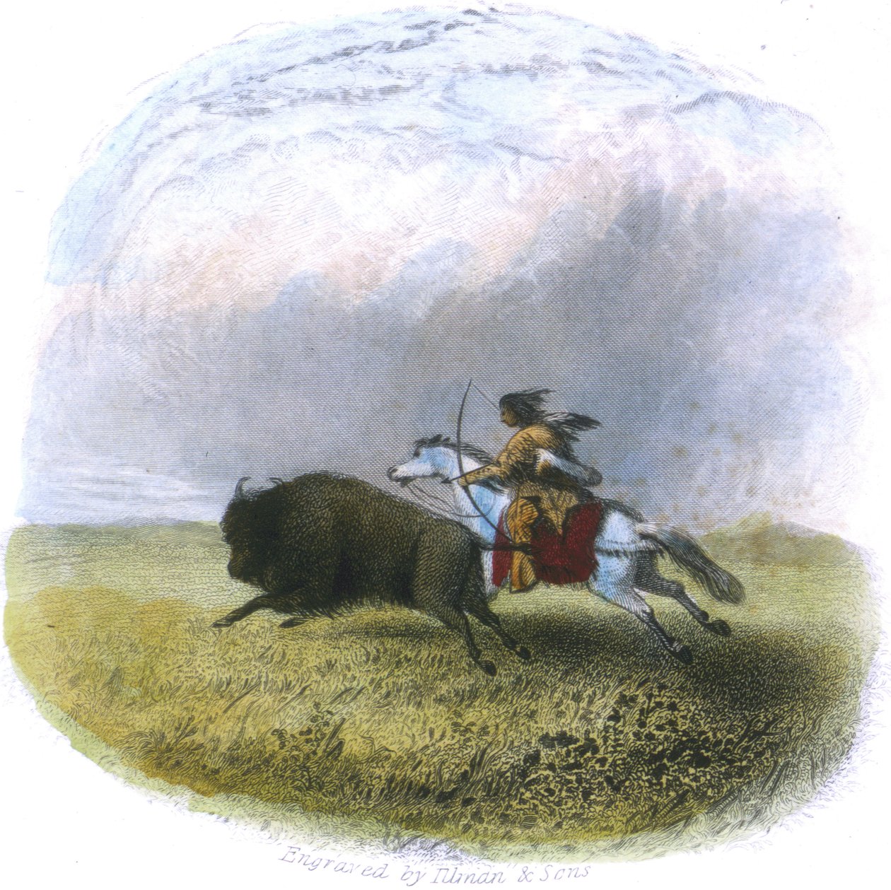 Polowanie na bizony, grawerowane przez Tilmana und Sons, 1853 autorstwa Captain Seth Eastman