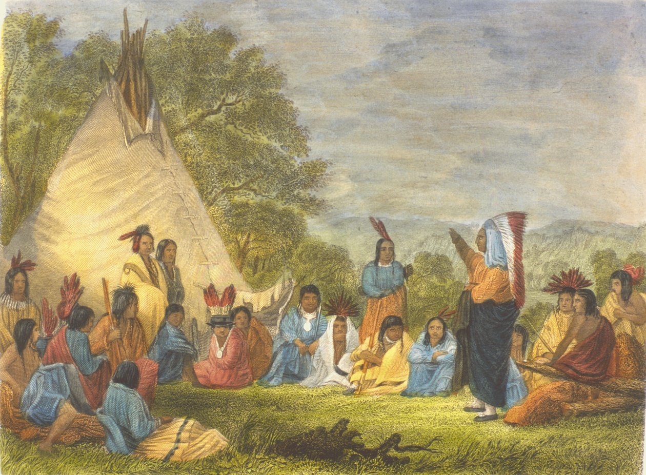 Indianie w Radzie, 1853 autorstwa Captain Seth Eastman