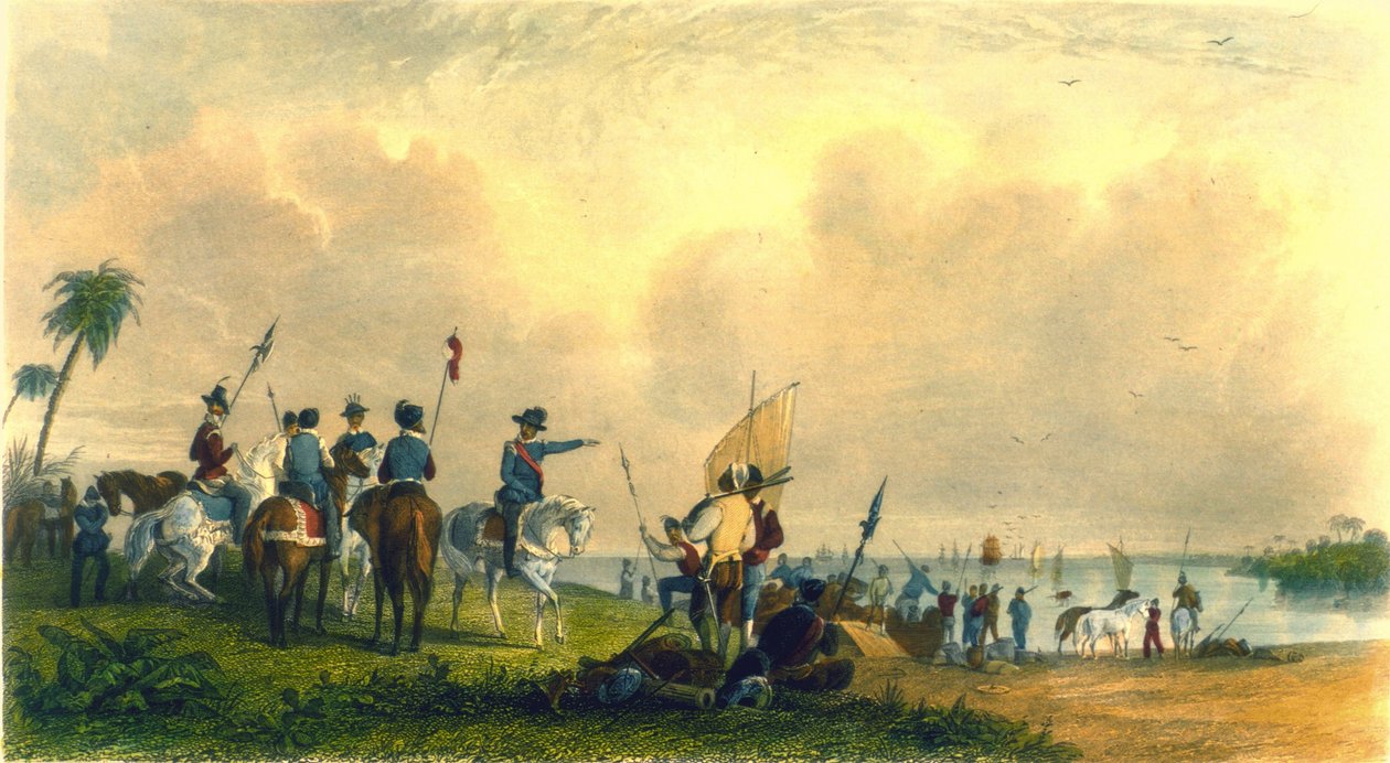 Lądowanie De Soto w Zatoce Tampa w 1539 roku, 1853 autorstwa Captain Seth Eastman