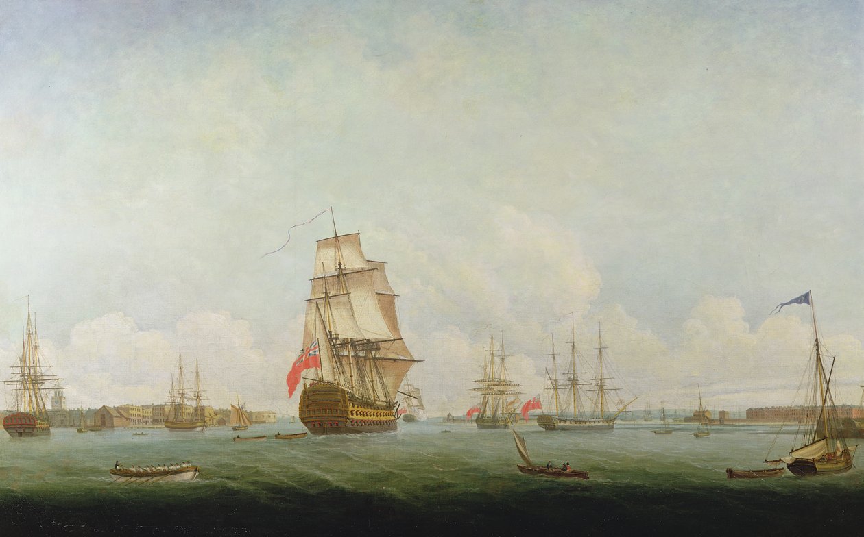 Victory opuszcza Portsmouth autorstwa Captain William Elliott
