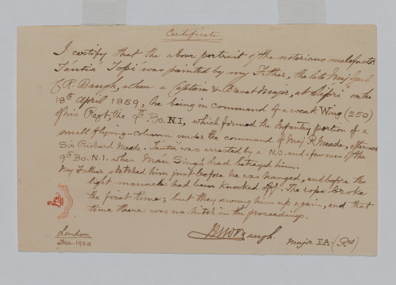 Tantia Topi, indyjska przywódczyni rebeliantów autorstwa Captain C.R. Baugh