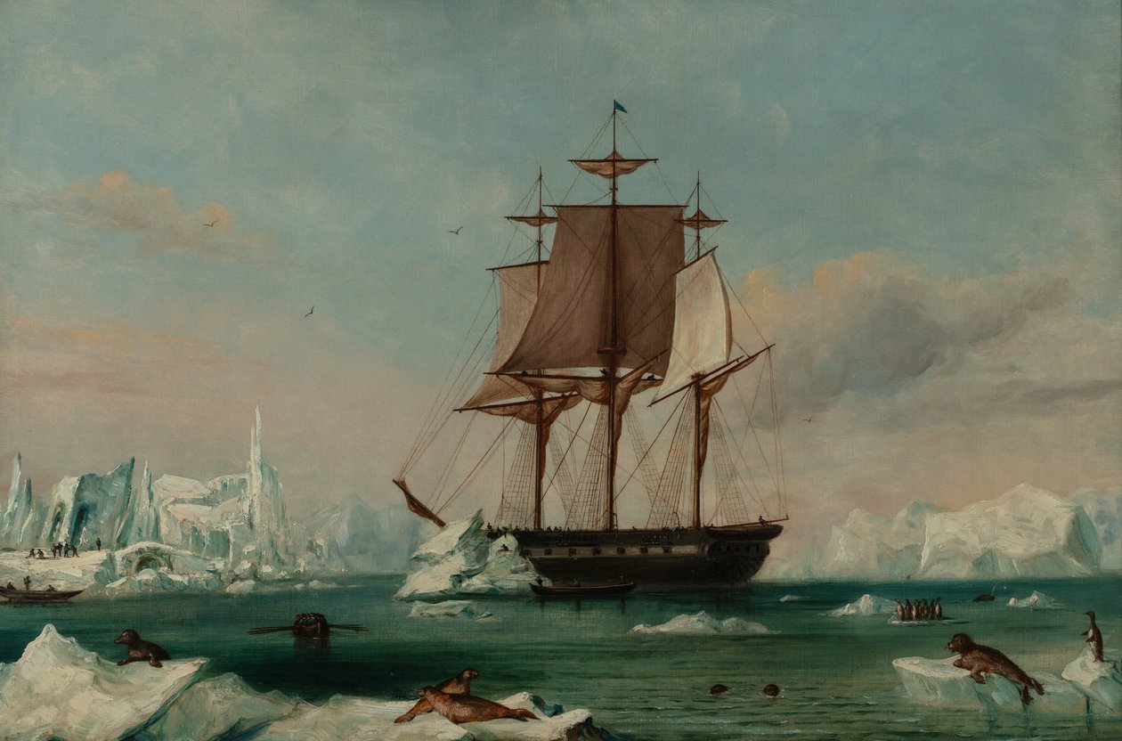 USS Vincennes w Disappointment Bay (olej na płótnie) autorstwa Captain Charles (attributed to) Wilkes