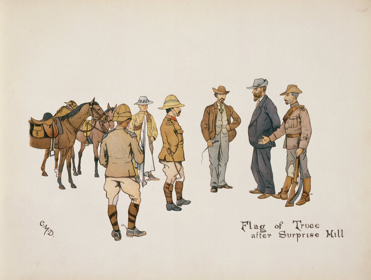 Flaga rozejmu po Surprise Hill, z The Leaguer of Ladysmith, 1900 autorstwa Captain Clive Dixon