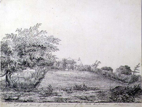 Widok z przodu rezydencji Napoleona I w Longwood późnym popołudniem, St. Helena autorstwa Captain G. Rotton