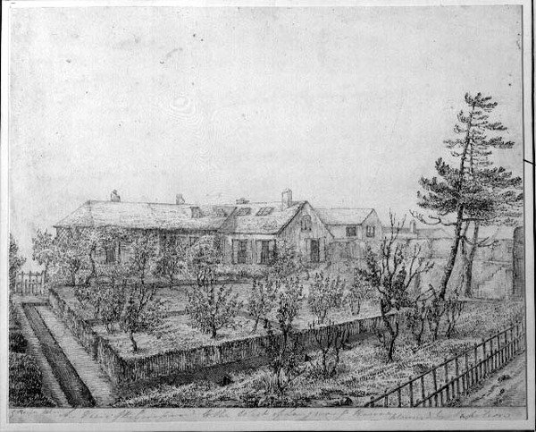 Widok sadu na zachód od Longwood House na wyspie św. Heleny, ok. 1821 r. autorstwa Captain G. Rotton