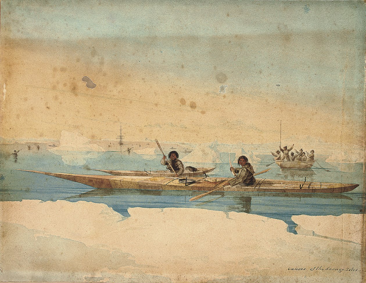 Kajaki Savage Isles, Cieśnina Hudsona autorstwa Captain George Francis Lyon