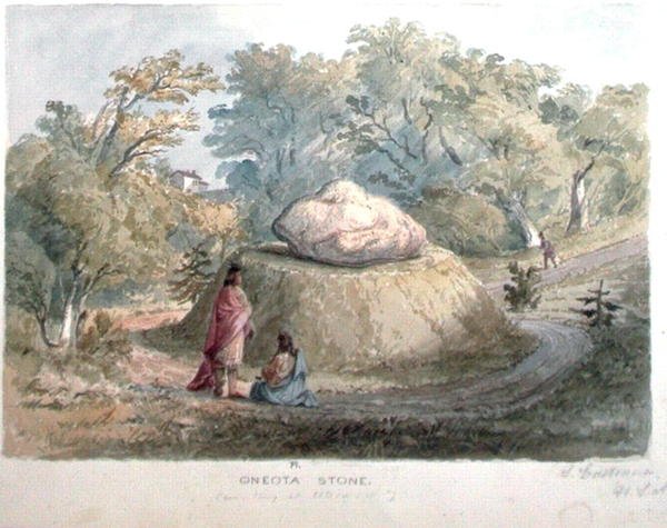 Oneota Stone, Cmentarz w Utica, Nowy Jork (akwarela na papierze) autorstwa Captain Seth Eastman