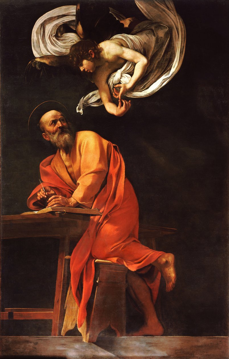 Saint Matthewpolishin inspiraatio autorstwa Caravaggio