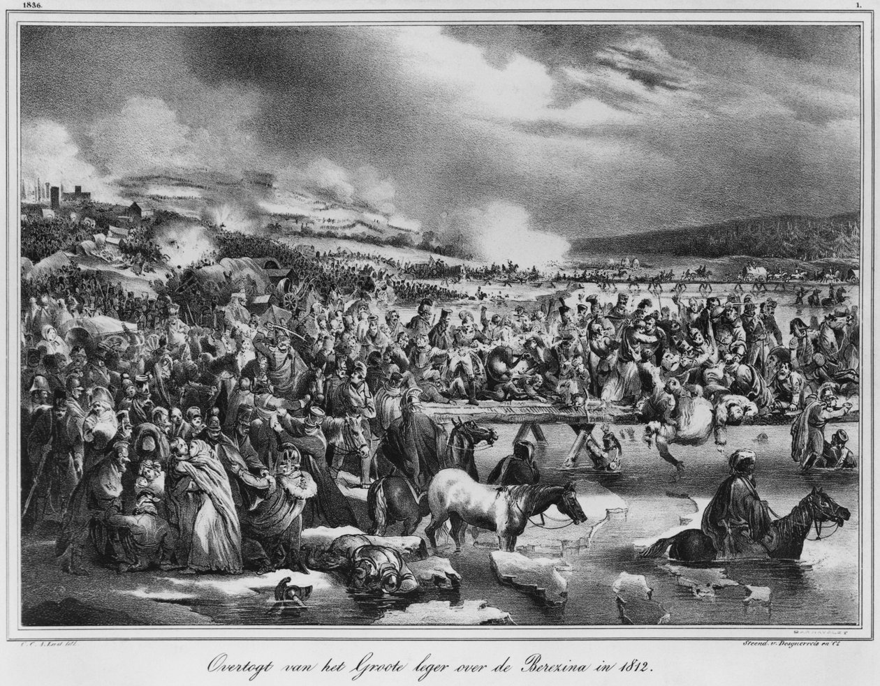 Przejście przez Berezynę w listopadzie 1812 r., ryty przez Desguerrois (XIX wiek) autorstwa Carel Christian Anthony Last
