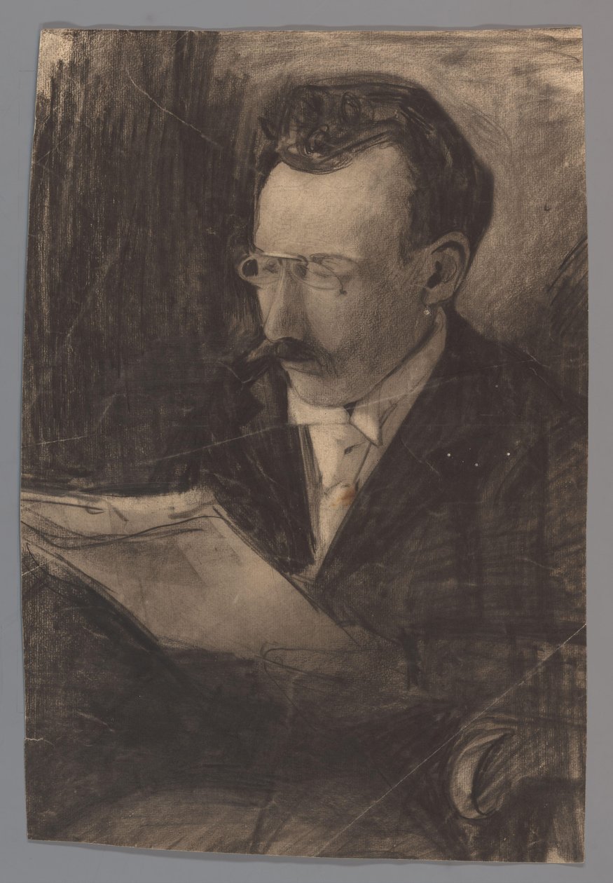 Portret mężczyzny, czytanie autorstwa Carel Adolph Lion Cachet