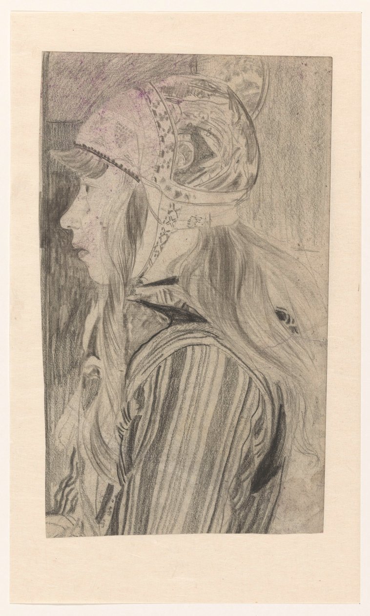 Portret dziewczyny w tradycyjnym stroju Marken autorstwa Carel Adolph Lion Cachet