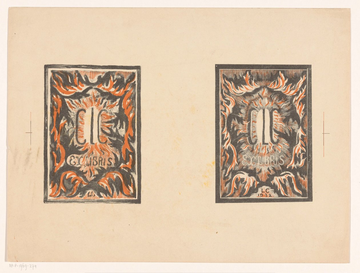Dwa ekslibrisy Carel Lion Cachet autorstwa Carel Adolph Lion Cachet
