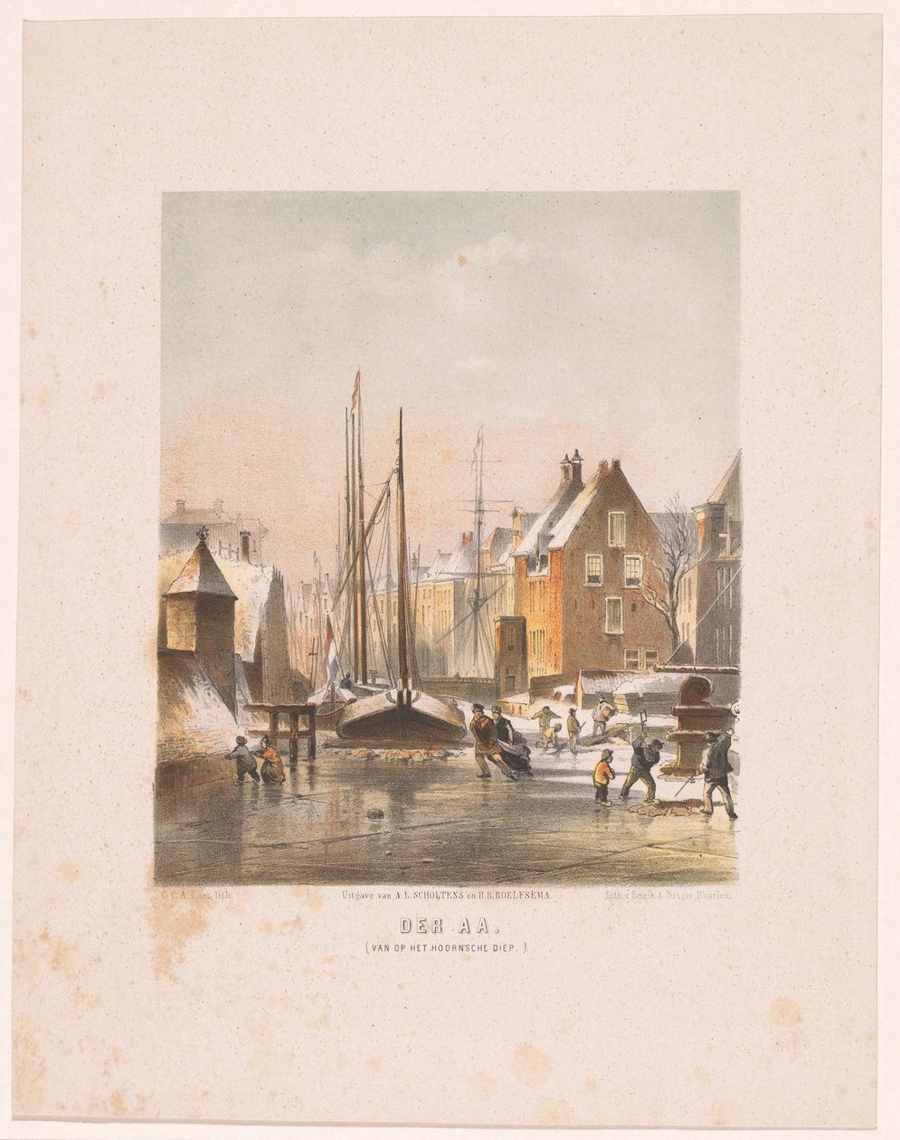 Zamarznięty kanał w Groningen Der Aa. (z Hoornsche Diep) (tytuł na obiekcie) autorstwa Carel Christiaan Antony Last