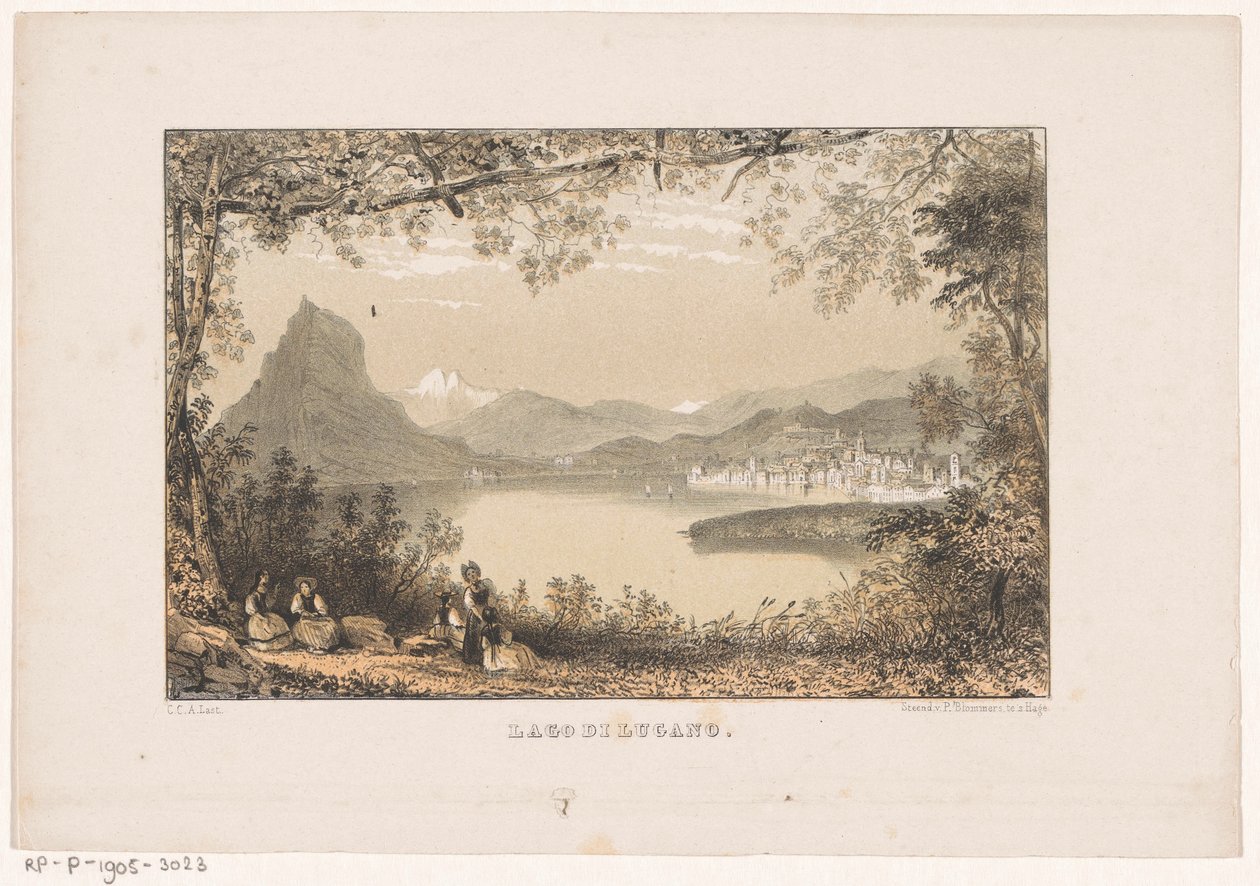 Widok na jezioro Lugano Lago di Lugano (tytuł na obiekcie) autorstwa Carel Christiaan Antony Last