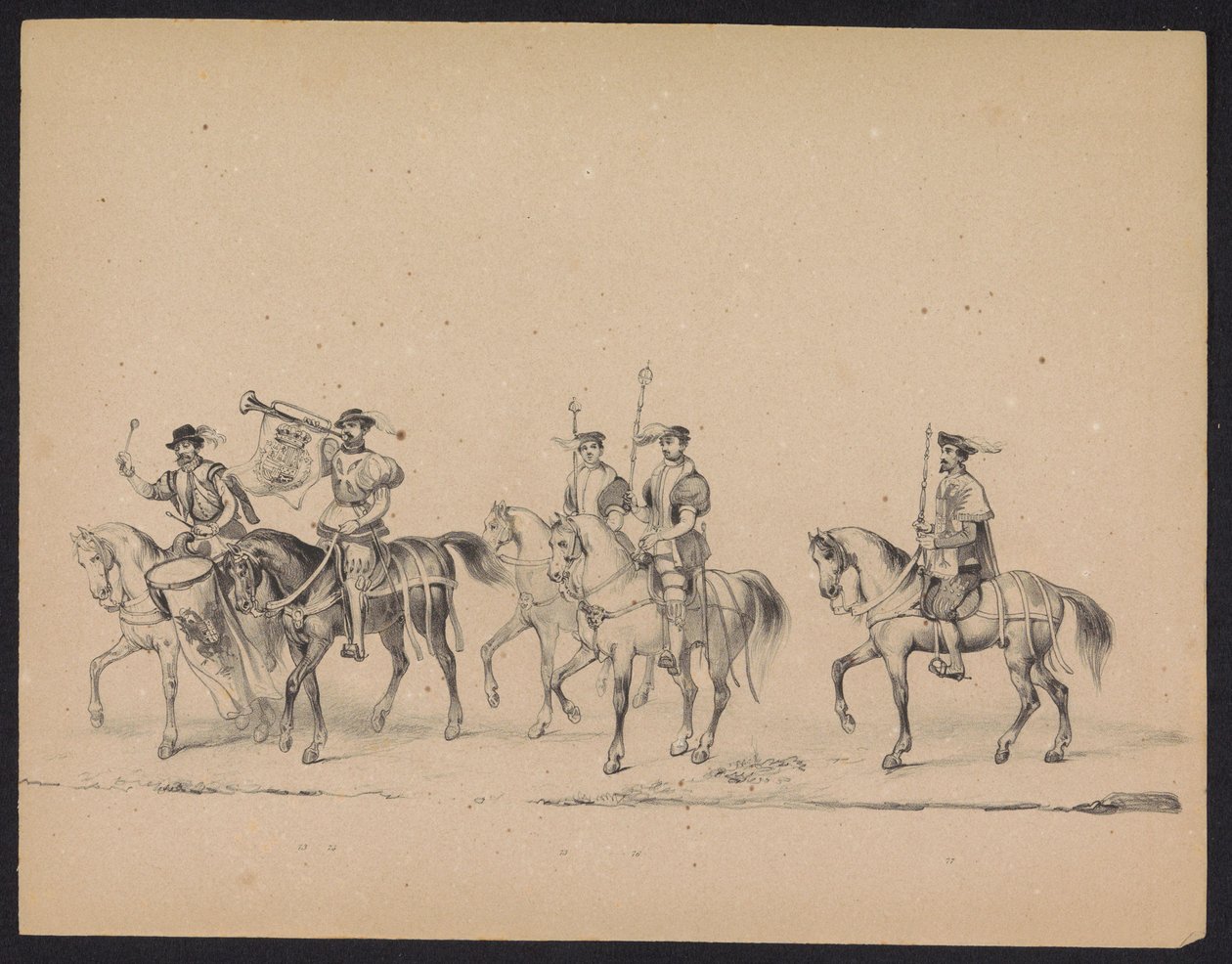 Maskarada Studentów Utrechtu, 1846 (tablica 13) Przedstawienie procesji w kostiumach, przedstawiającej procesję Filipa II, księcia Hiszpanii, w Utrechcie 3 października 1549 r., która odbyła się 17 czerwca 1846 r. przez H.H. Studenci Utrechtsche autorstwa Carel Christiaan Antony Last