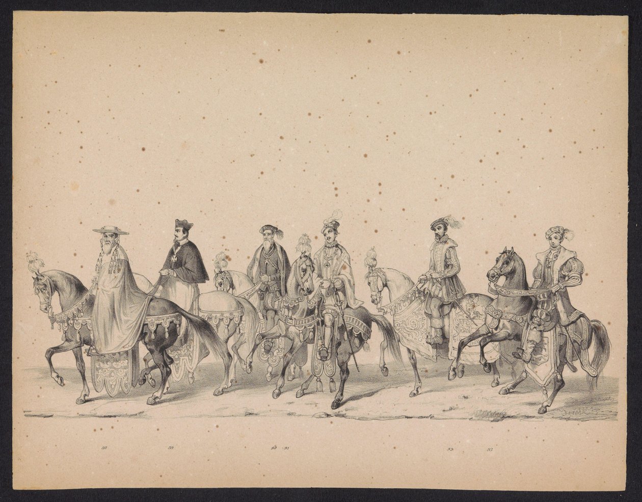 Maskarada studentów Utrechtu, 1846 (tabl. 16) Przedstawienie procesji w kostiumach, przedstawiającej procesję Filipa II, księcia Hiszpanii, w Utrechcie 3 października 1549 r., która odbyła się 17 czerwca 1846 r. przez H.H. Studenci Utrechtsche autorstwa Carel Christiaan Antony Last