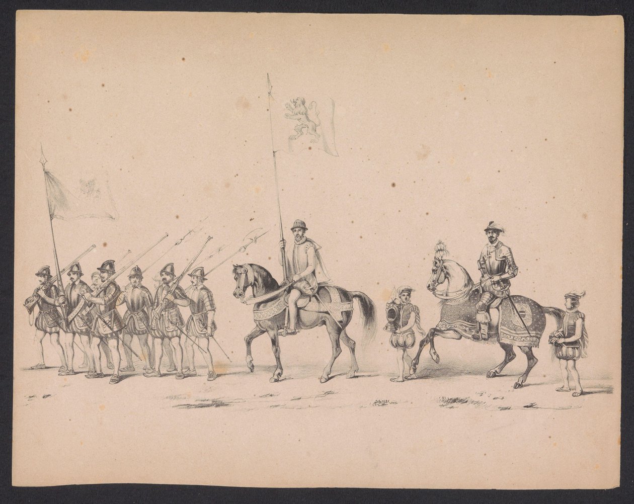 Maskarada studentów z Utrechtu, 1846 (tabl. 2) Przedstawienie procesji w kostiumach, przedstawiającej procesję Filipa II, księcia Hiszpanii, w Utrechcie 3 października 1549 r., która odbyła się 17 czerwca 1846 r. przez H.H. Studenci Utrechtsche autorstwa Carel Christiaan Antony Last