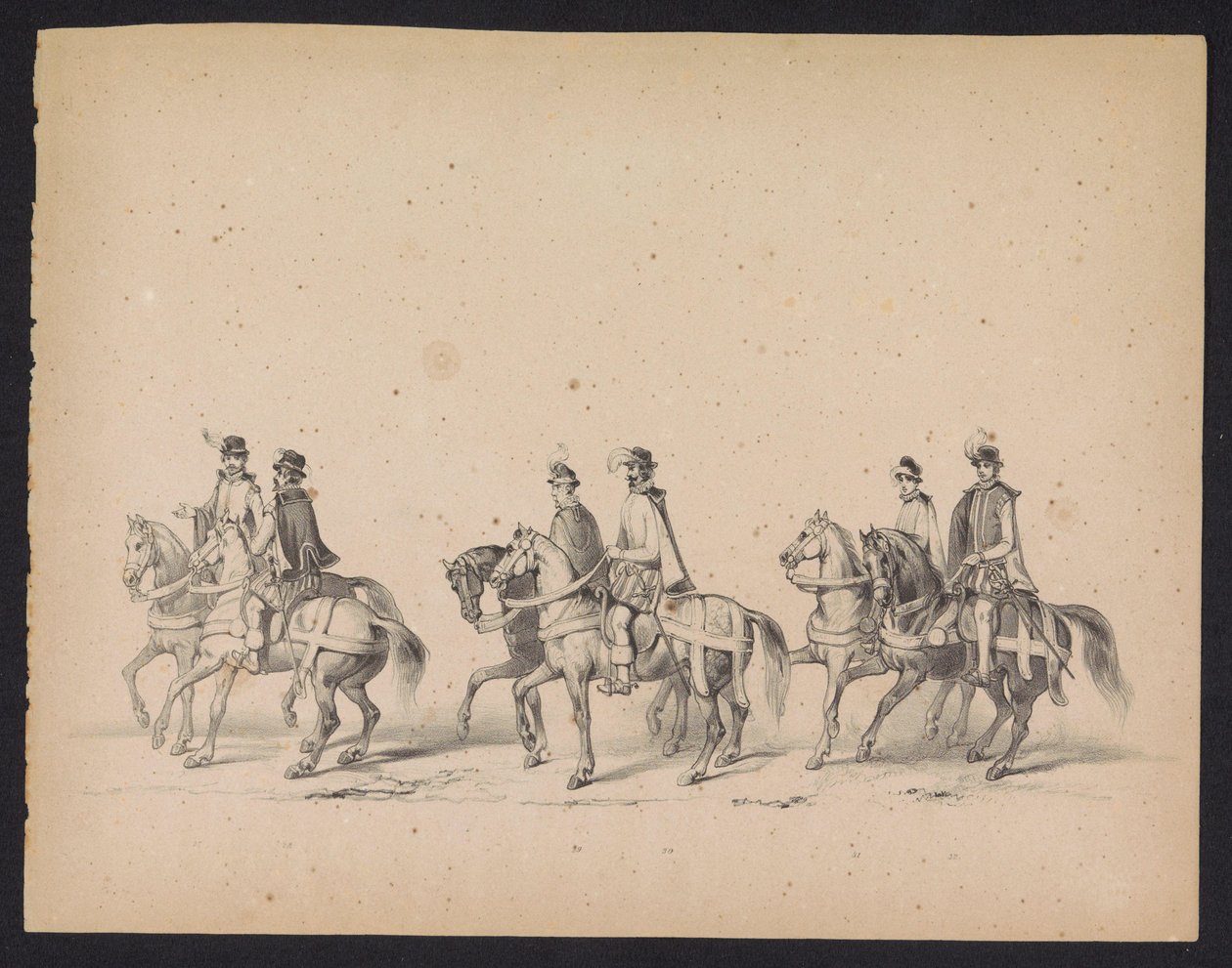 Maskarada Studentów Utrechtu, 1846 (tablica 5) Przedstawienie procesji w kostiumach, przedstawiającej procesję Filipa II, księcia Hiszpanii, w Utrechcie 3 października 1549 r., która odbyła się 17 czerwca 1846 r. przez H.H. Studenci Utrechtsche autorstwa Carel Christiaan Antony Last