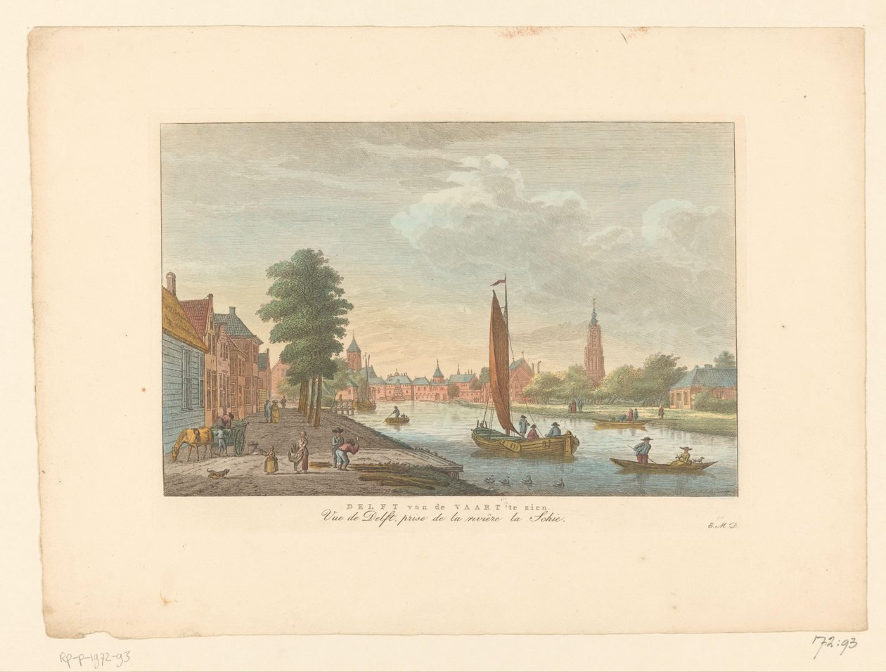 Widok Amersfoort Delft van de Vaart na wystawie / Vue de Delft, nagroda de la riviere la Schie (tytuł na obiekcie) autorstwa Carel Frederik Bendorp (I)