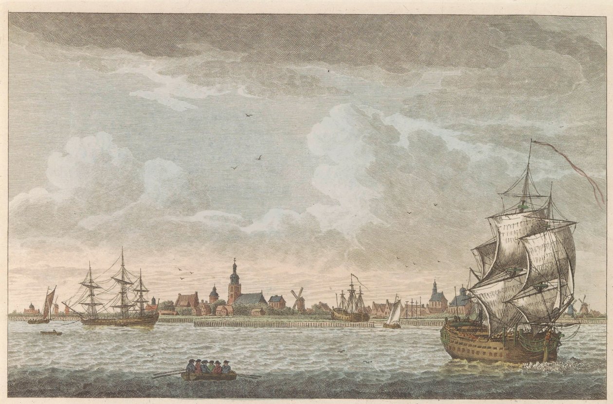 Widok Hoorn, ok. 1790 Widok miasta Hoorn / Vue dela Ville de Horn, situee sur le bord du Zuiderzee (tytuł na obiekcie) autorstwa Carel Frederik Bendorp (I)