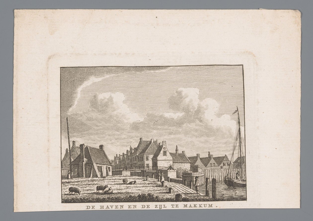 Haven en Zijl w Makkum Port i burta w Makkum (tytuł na obiekcie) autorstwa Carel Frederik Bendorp (I)