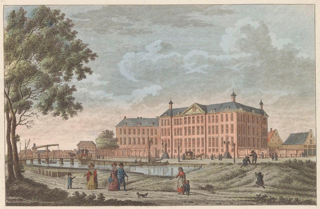 Lutherse Diaconiehuis te Amsterdam, ca. 1790 Luthersche Diaconie en Bestedelingenhuis te Amsterdam / Hospicjum dla sierot luterańskich i pensjonat na starość tej religii (tytuł na obiekcie) autorstwa Carel Frederik Bendorp (I)