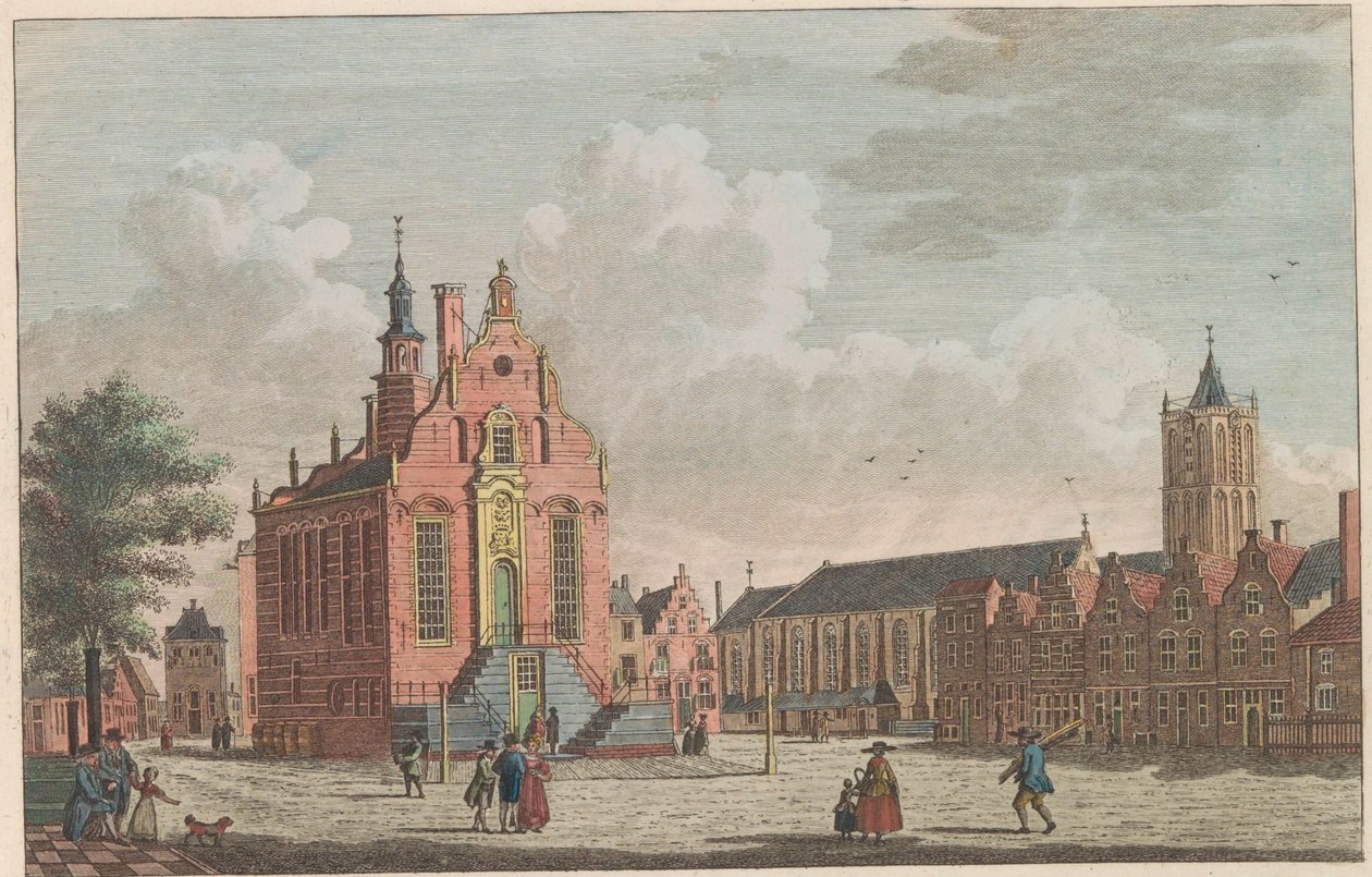 Rynek i ratusz Schiedam, ok. 1790 Rynek i Ratusz w Schiedam / Marché et hotel de ville à Schiedam (tytuł na obiekcie) autorstwa Carel Frederik Bendorp (I)