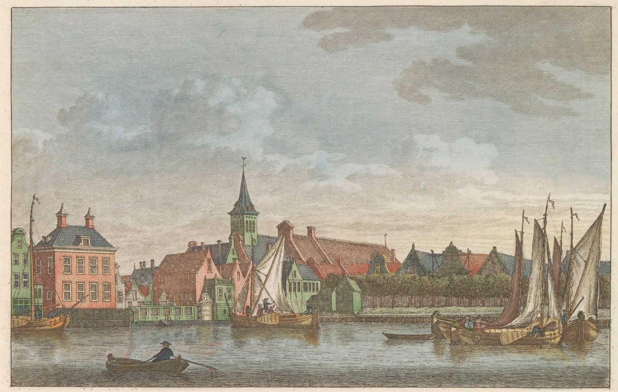 Wschodnia strona Zaandamu, ok. 1790 Kościół w Oost-Zaandam / Eglise à Oost-zaandam (tytuł na obiekcie) autorstwa Carel Frederik Bendorp (I)