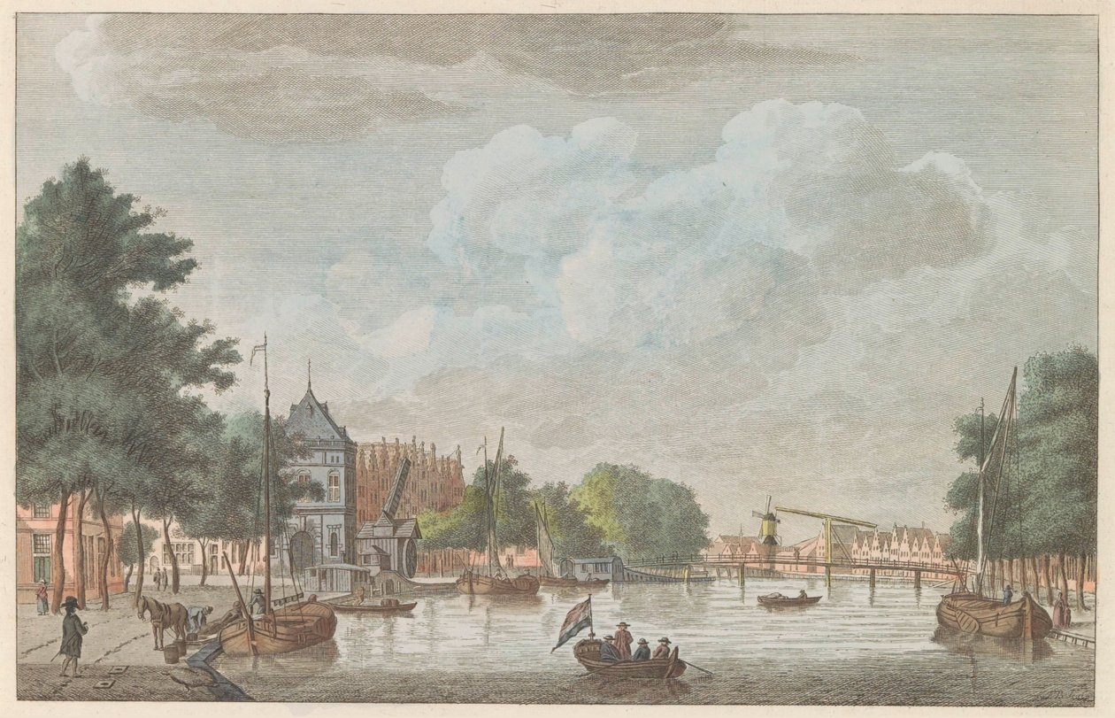 Spaarne w Haarlemie, ok. 1790 Het Binnen Spaarne w Haarlem / Riviere to zapasowe wnętrze à Haarlem (tytuł na obiekcie) autorstwa Carel Frederik Bendorp (I)