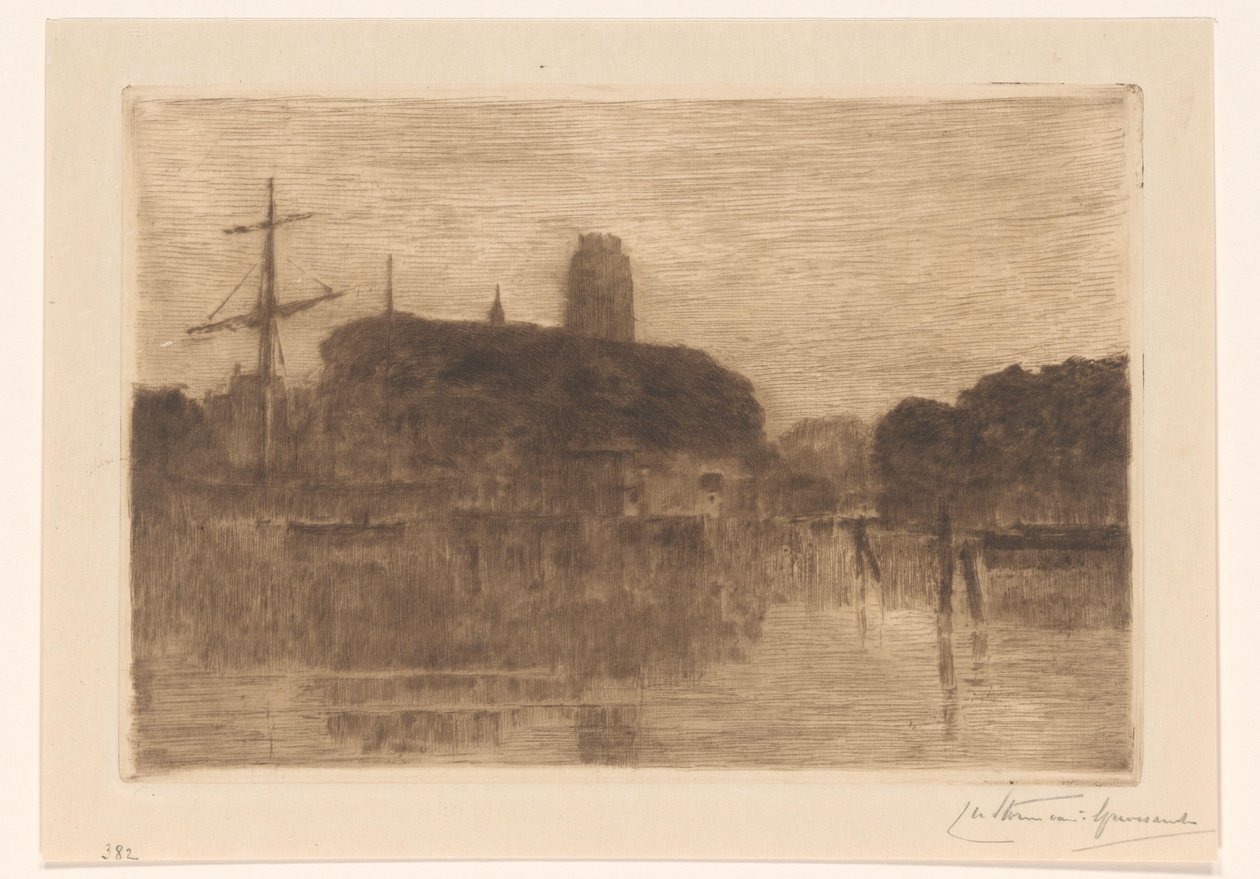 Widok na Nieuwe Haven w Dordrecht nocą? autorstwa Carel Nicolaas Storm van 