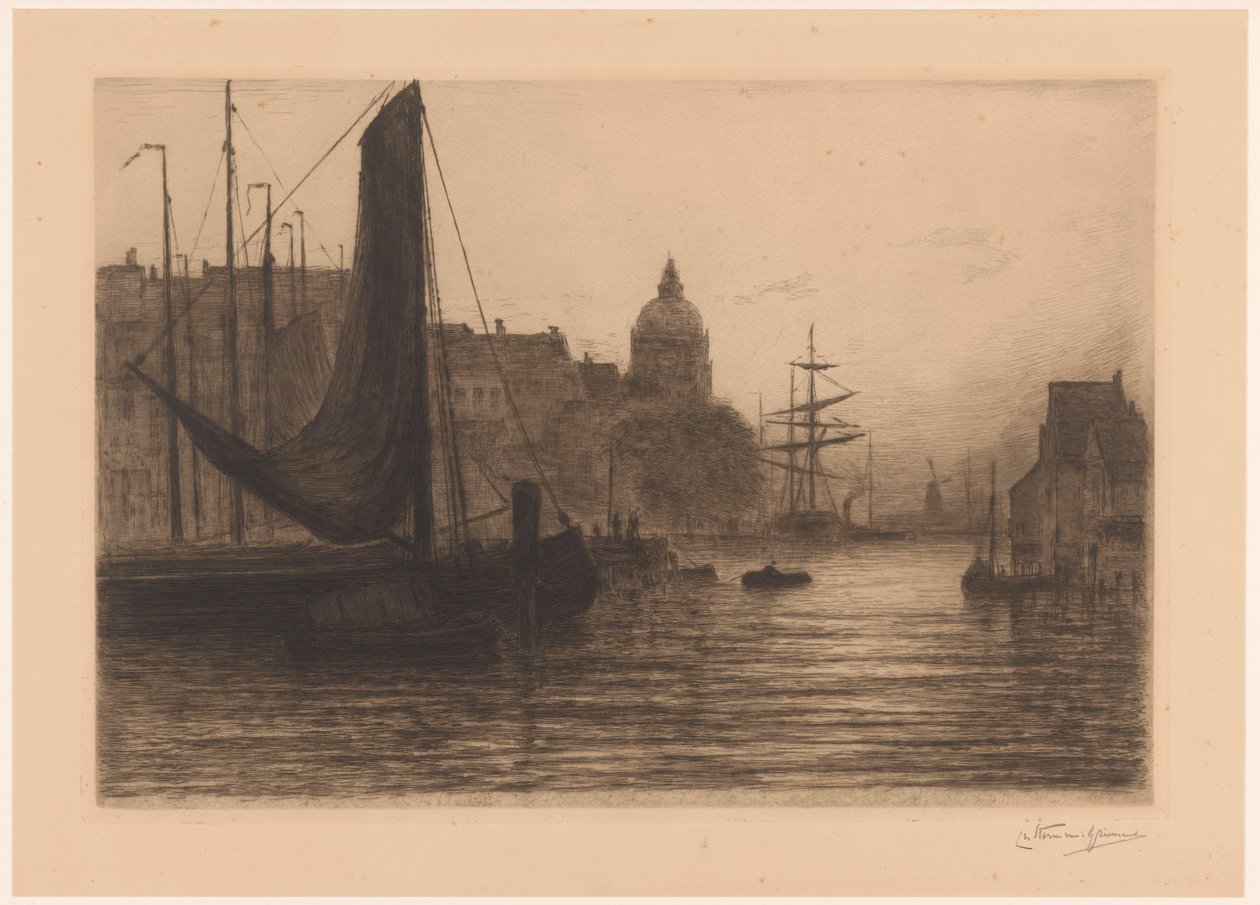 Port w Dordrecht nocą? Port a Dordrecht, soir (tytuł oryginalny) autorstwa Carel Nicolaas Storm van 
