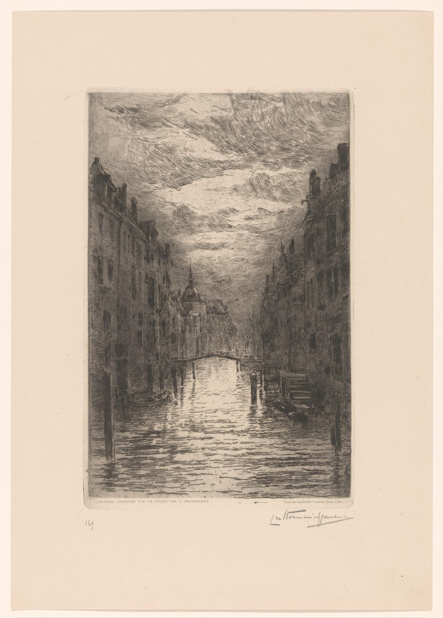 Kanał w Dordrecht nocą? Dordrecht. Canal, effet de soir (tytuł oryginalny) autorstwa Carel Nicolaas Storm van 