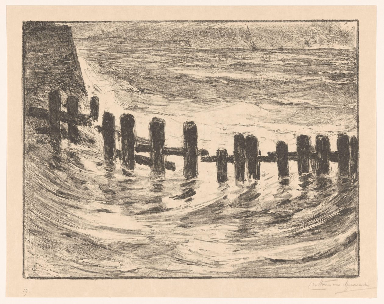 Prace palowe w Scheldt koło Vlissingen autorstwa Carel Nicolaas Storm van 
