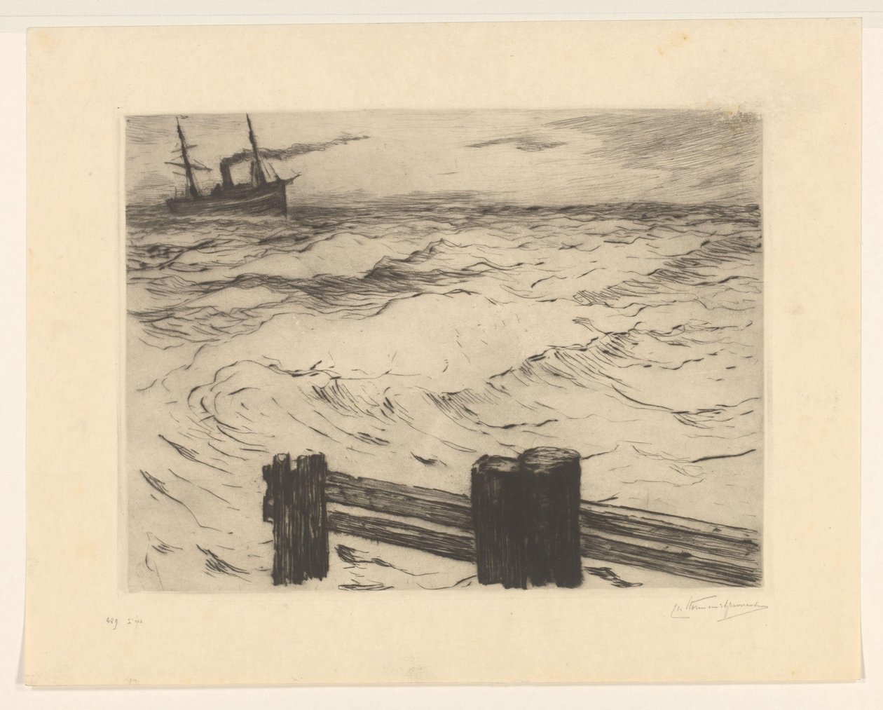 Parowiec na morzu autorstwa Carel Nicolaas Storm van 