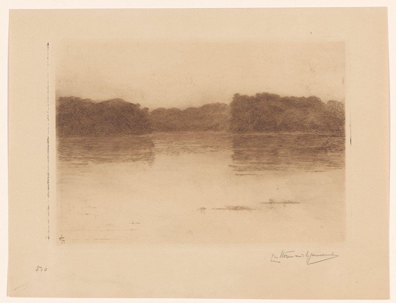 Staw w Haagse Bos w nocy Haagsche Bosch w nocy (tytuł na obiekcie) autorstwa Carel Nicolaas Storm van 