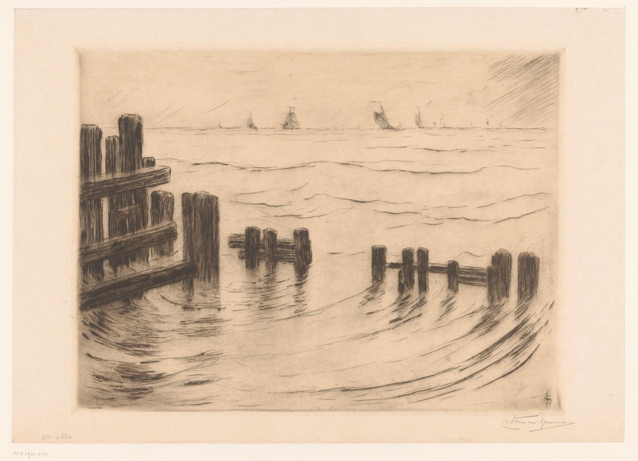 Pejzaż morski z falochronami w Vlissingen Brise-lames, Flessingue (tytuł oryginalny) autorstwa Carel Nicolaas Storm van 