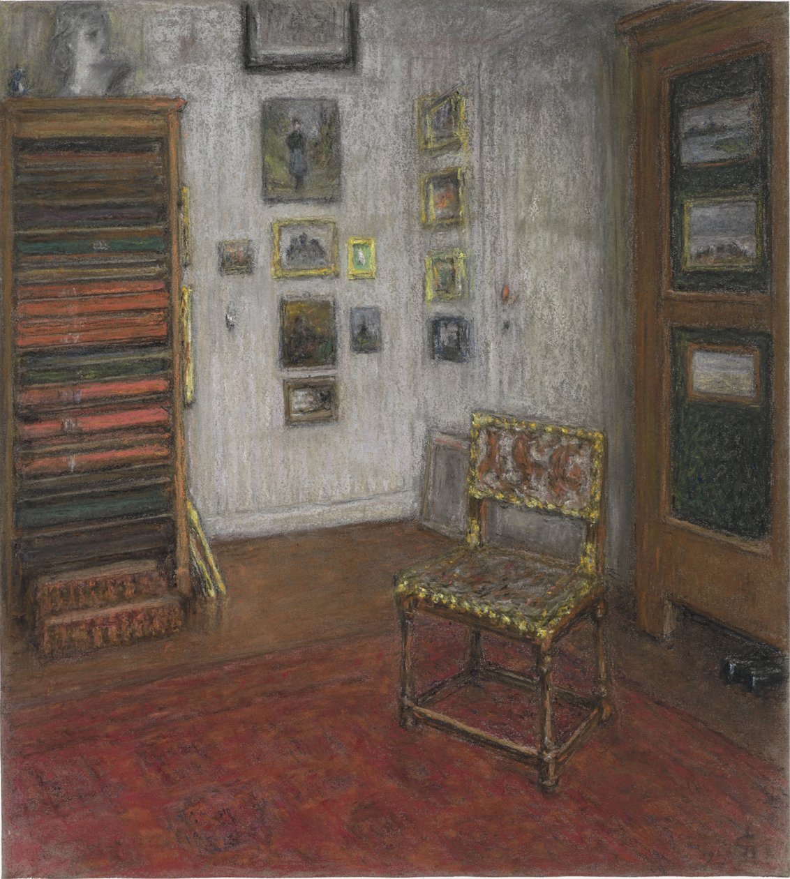 Studio narożne z krzesłem i gabinetem artystycznym, w Hadze, Nieuwe Schoolstraat 28 autorstwa Carel Nicolaas Storm van 