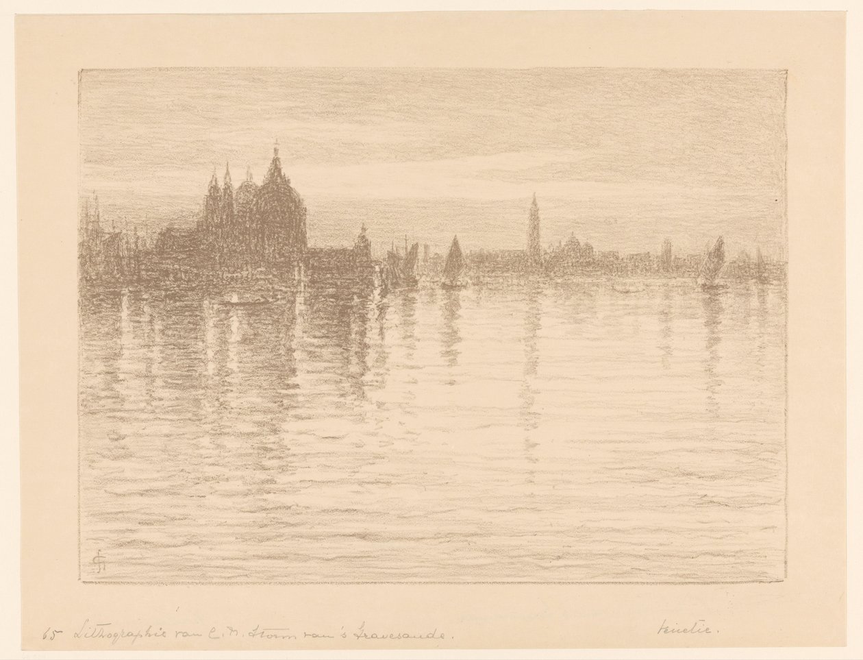 Widok z wody na bazylikę Santa Maria della Salute autorstwa Carel Nicolaas Storm van 