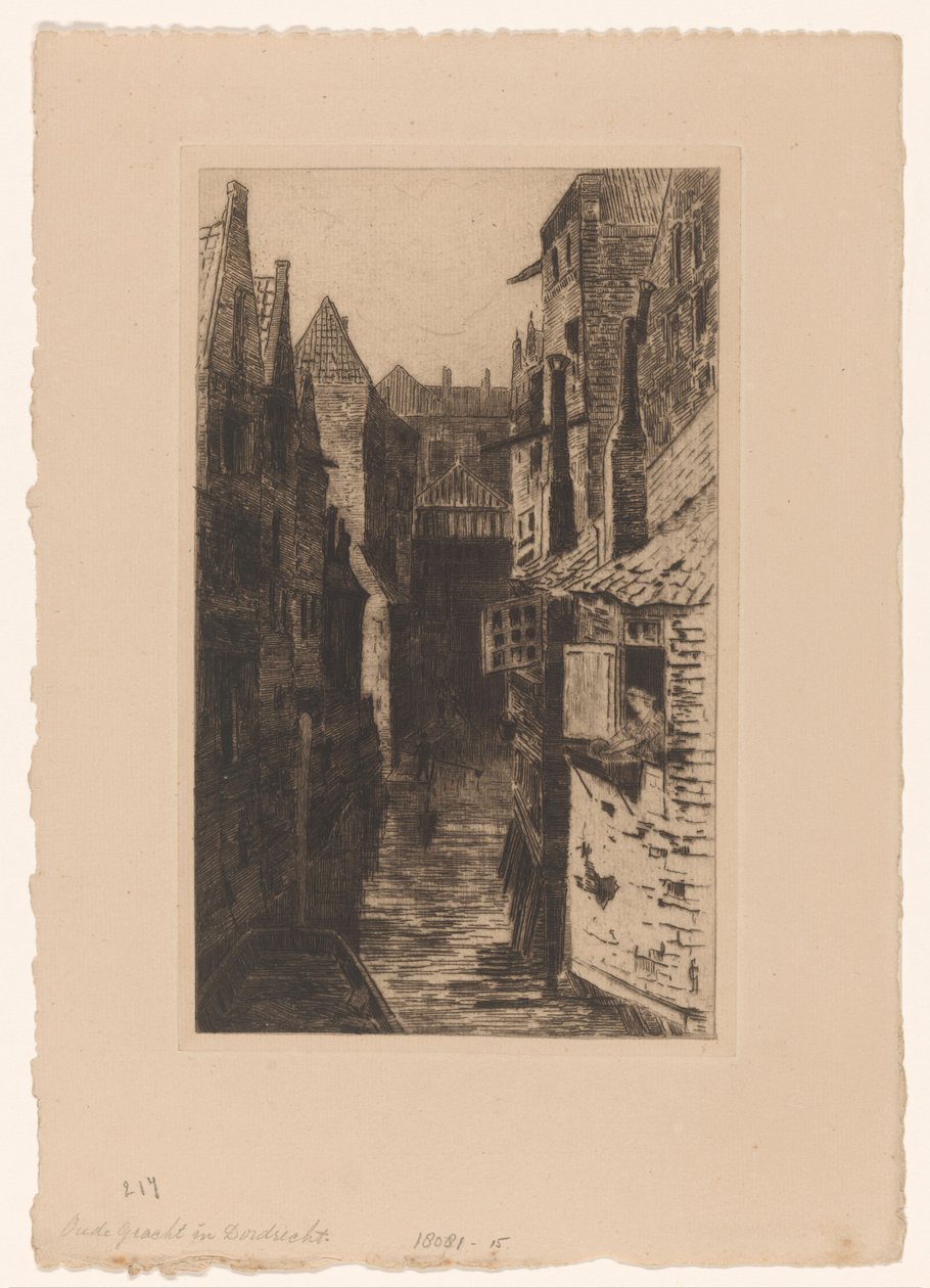 Kanał w Dordrecht Stary Kanał w Dordrecht (tytuł na obiekcie) autorstwa Carel Nicolaas Storm van 