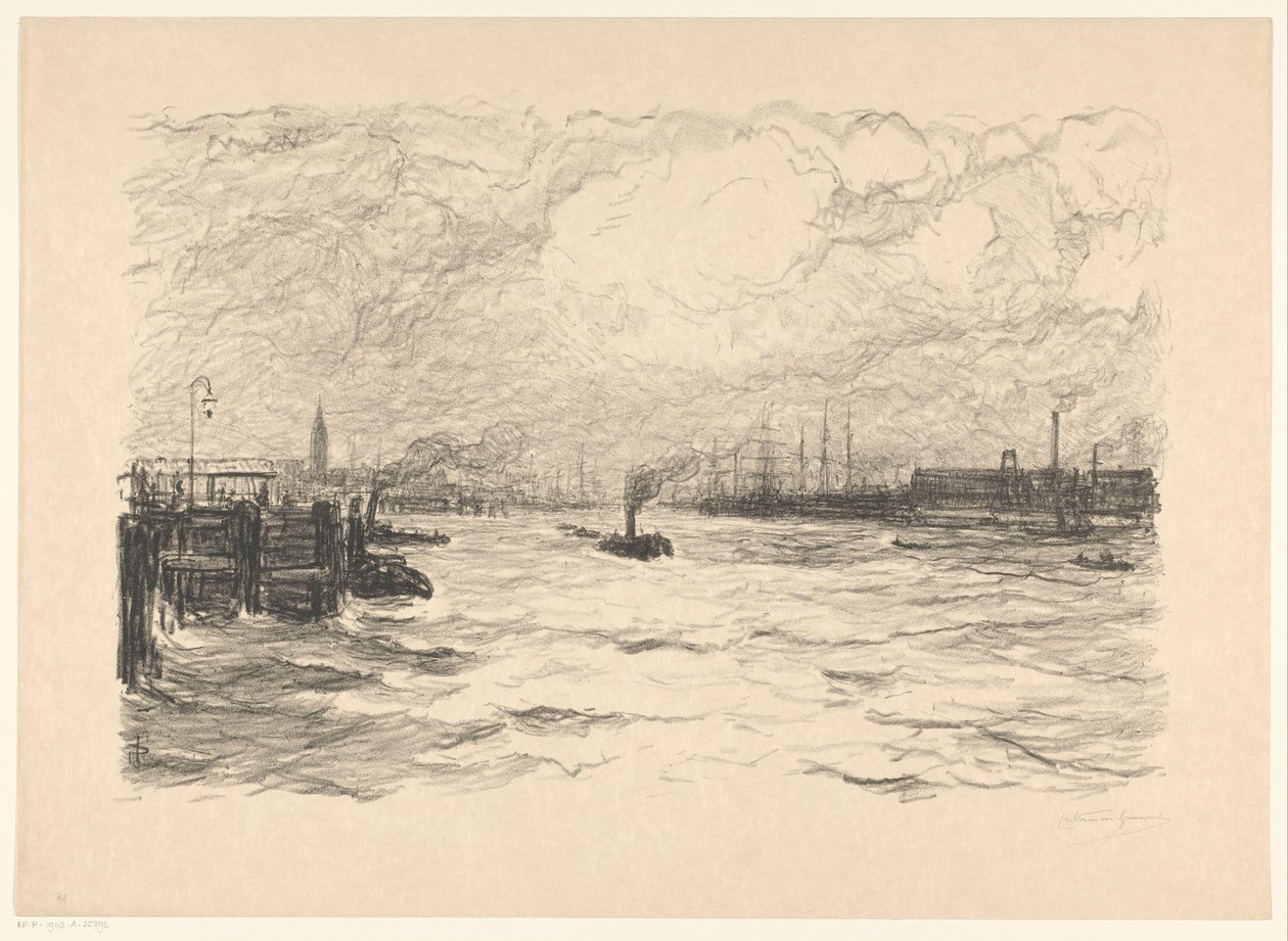 Holownik w porcie w Hamburgu autorstwa Carel Nicolaas Storm van 