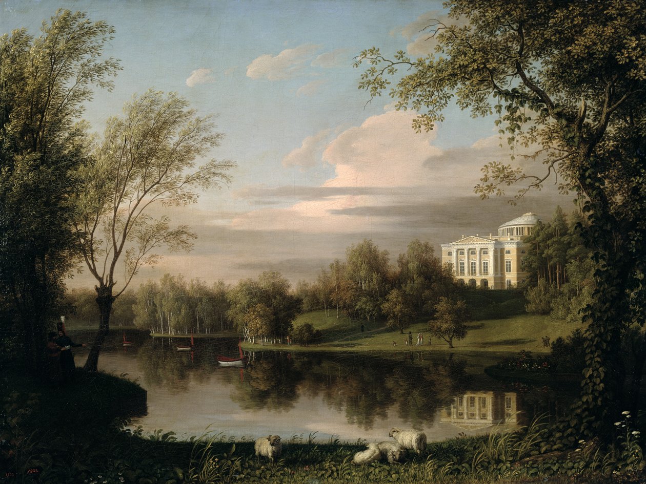 Widok pałacu w Pawłowsku, ok. 1800 autorstwa Carl Ferdinand von Kugelgen