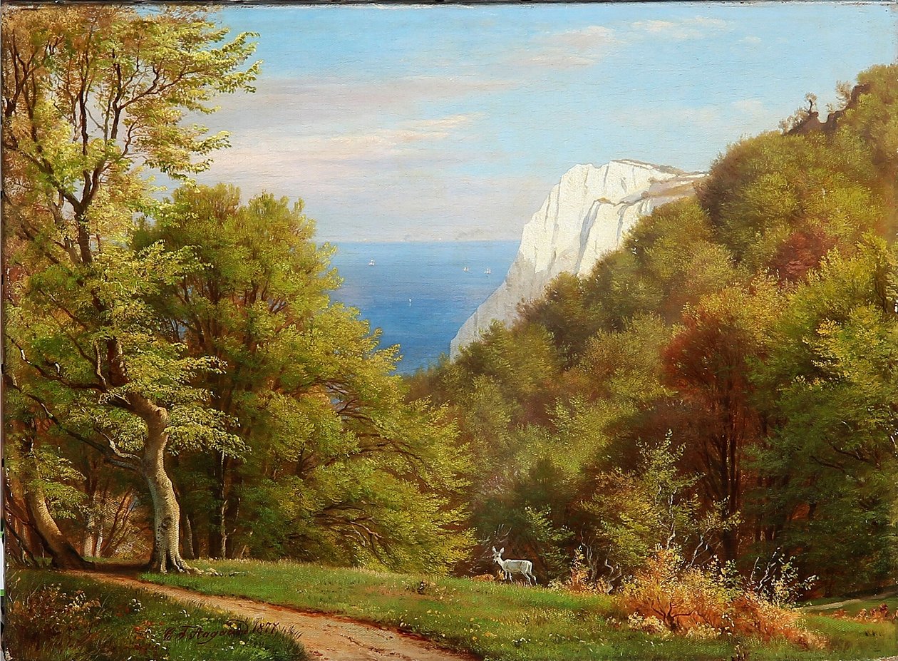Letni dzień w Møns Klint English: Letni dzień w Mens Klint, Dania autorstwa Carl Frederick Aagaard