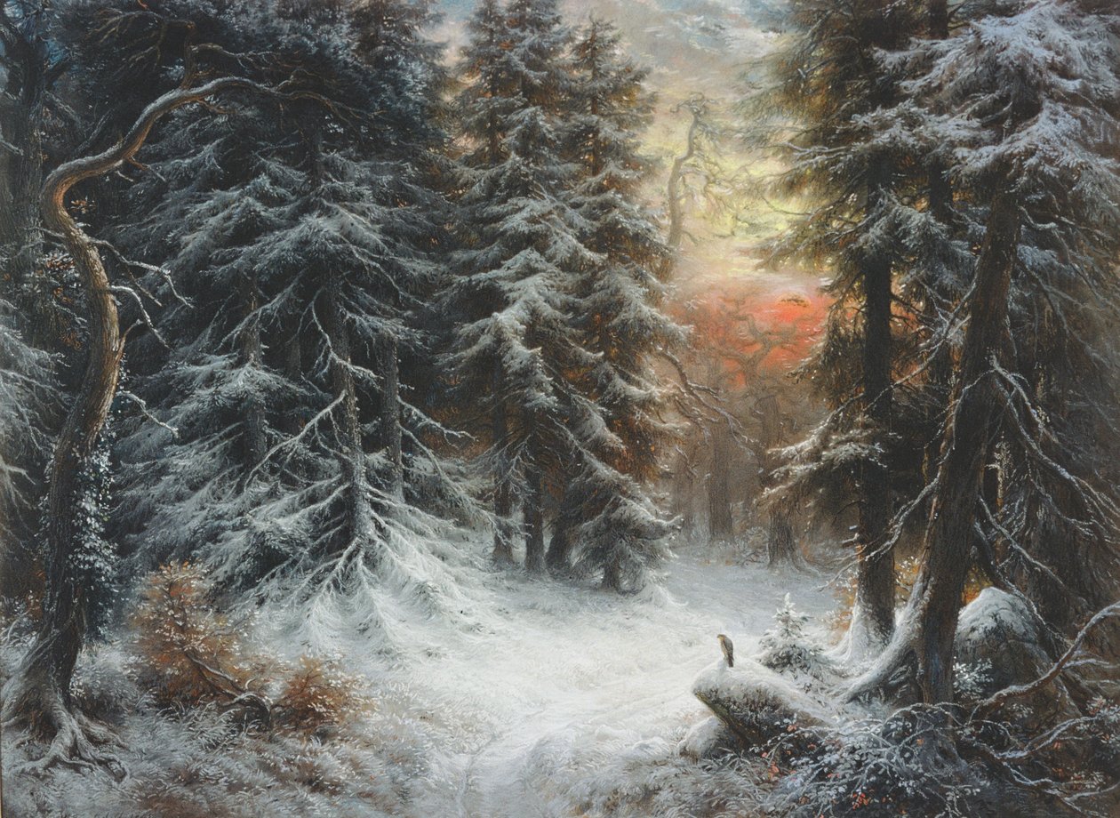 Śnieżna scena w Schwarzwaldzie, XIX w. autorstwa Carl Friedrich Wilhelm Trautschold