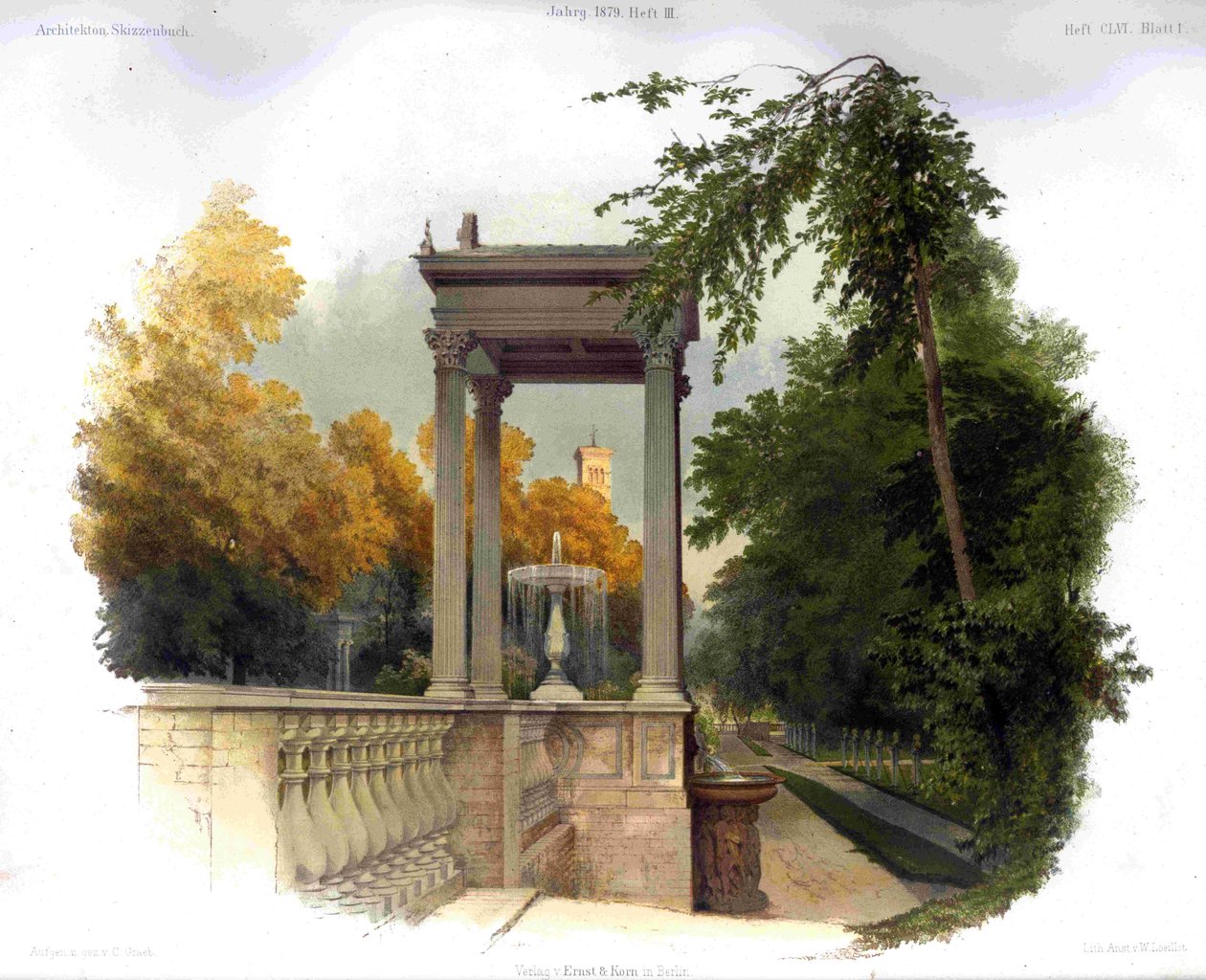 Fontanna w Sanssouci, Poczdam autorstwa Carl Graeb