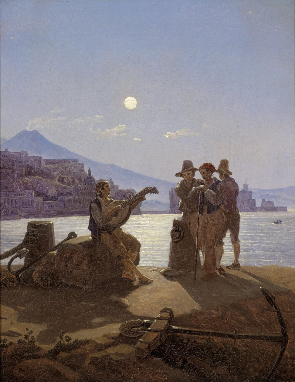Włoscy rybacy w porcie Neapolu autorstwa Carl Gustav Carus