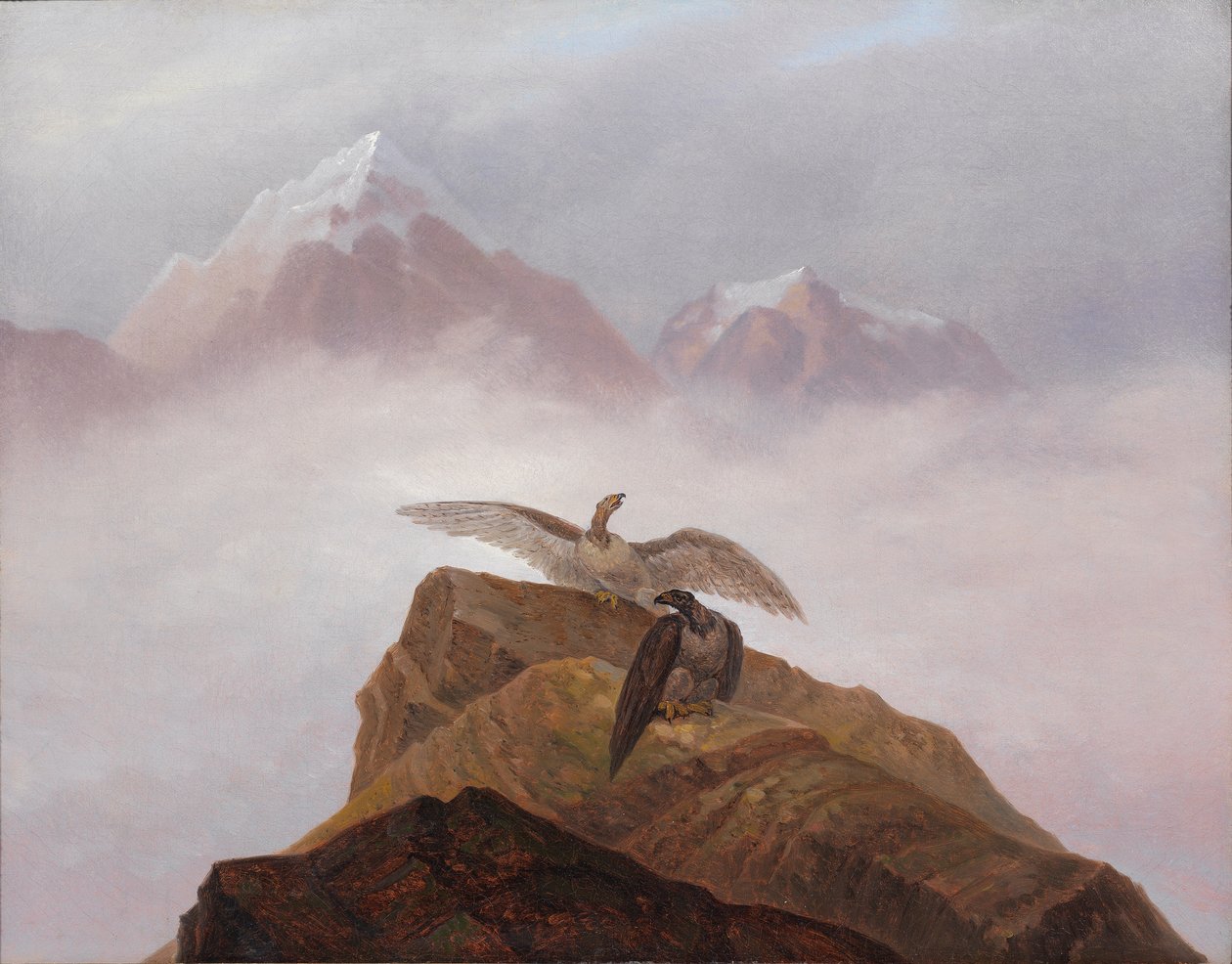 Wyobraźnia ze świata alpejskiego. Orły gniazdujące na rogu alpejskim autorstwa Carl Gustav Carus