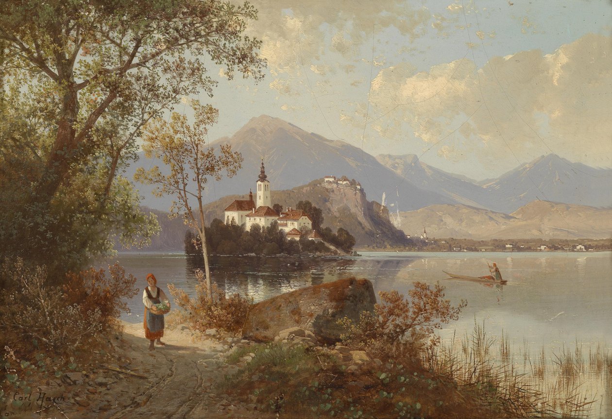 Widok na jezioro Bled autorstwa Carl Hasch