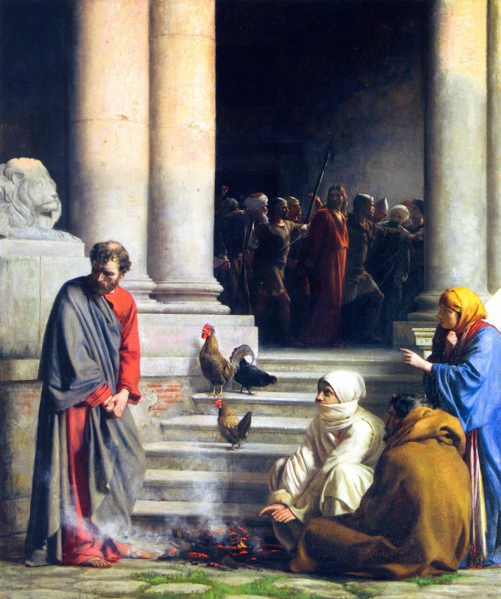 Zaparcie się Jezusa przez Piotra autorstwa Carl Heinrich Bloch