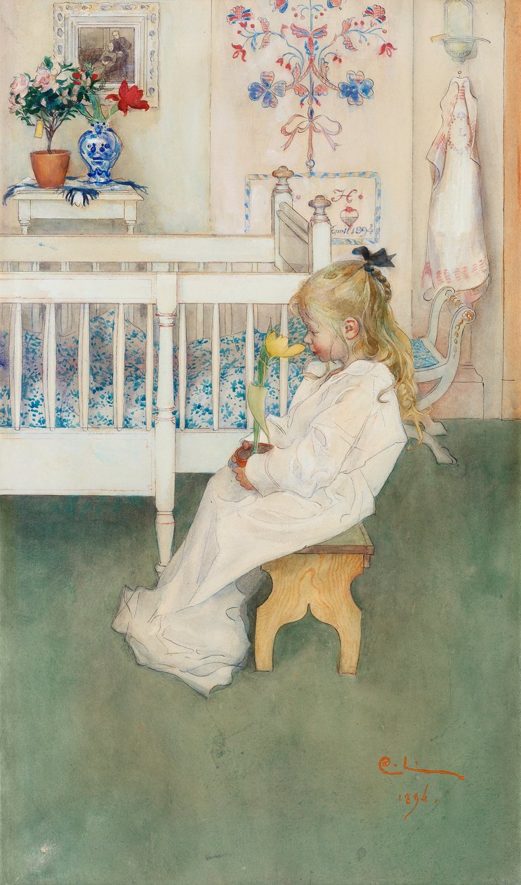 Lisbeth z żółtym tulipanem autorstwa Carl Larsson